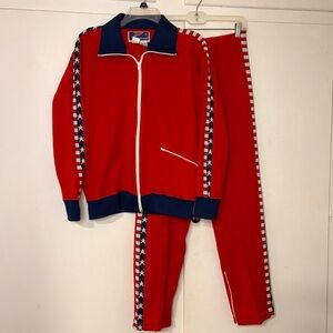 Vintage 80s White Stag Speedo Red White Blue American Flag Athletic Track Suit